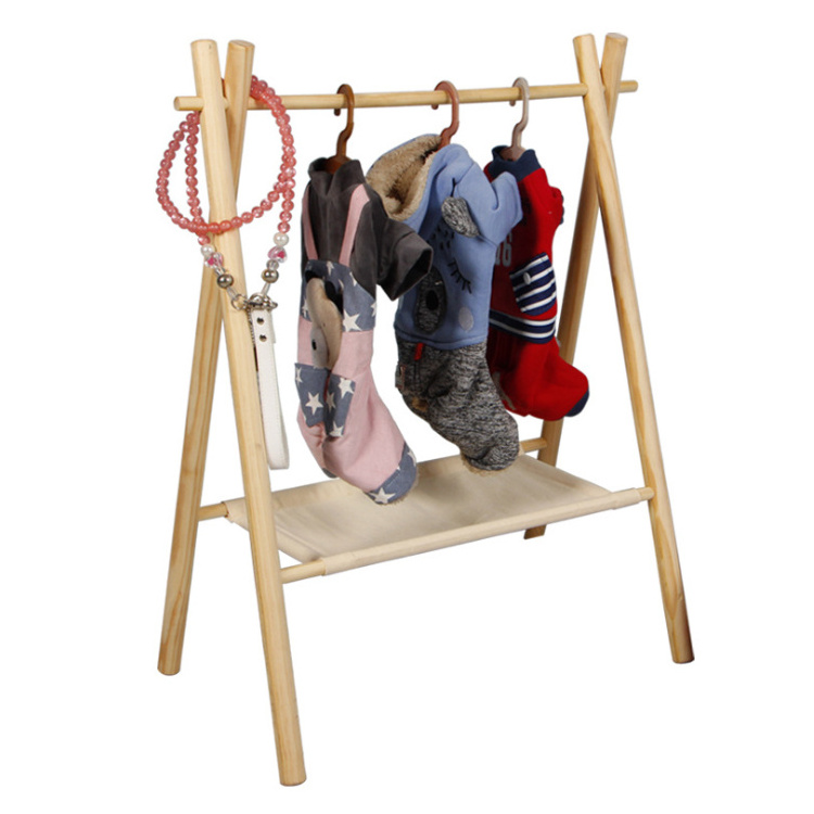 Wholesale Pet Clothes Hanger Pet Wardrobe Cat and Dog Wooden Clothes Storage Wardrobe