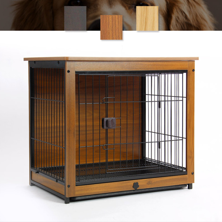 Large Wooden Dog Kennel Cage Metal Foldable Heavy Dog Cages Crate for sale