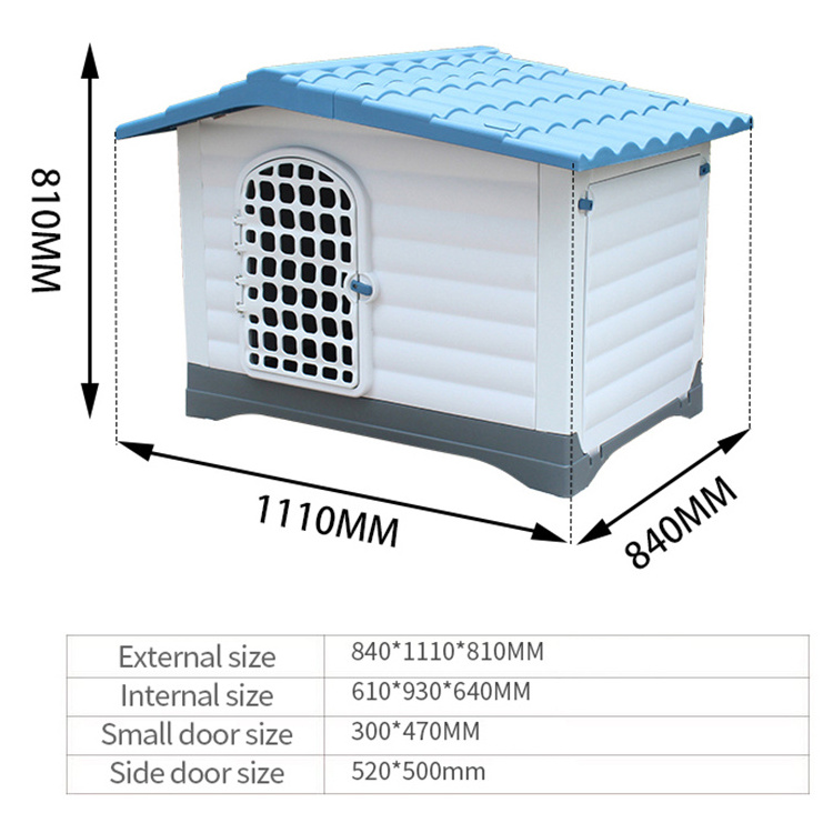 Outdoor Pet Dog Kennel House Waterproof And Windproof Large Plastic Dog House With Door