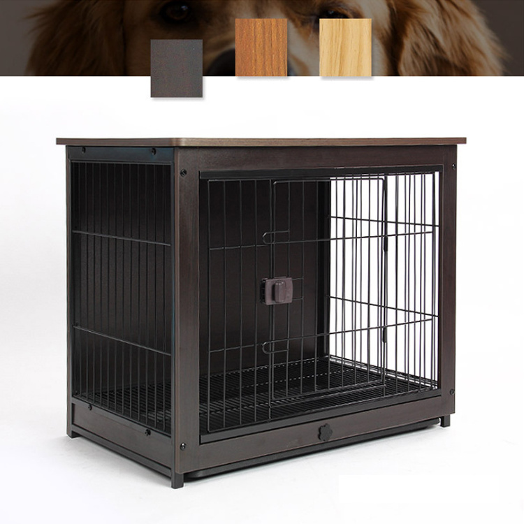 Large Wooden Dog Kennel Cage Metal Foldable Heavy Dog Cages Crate for sale