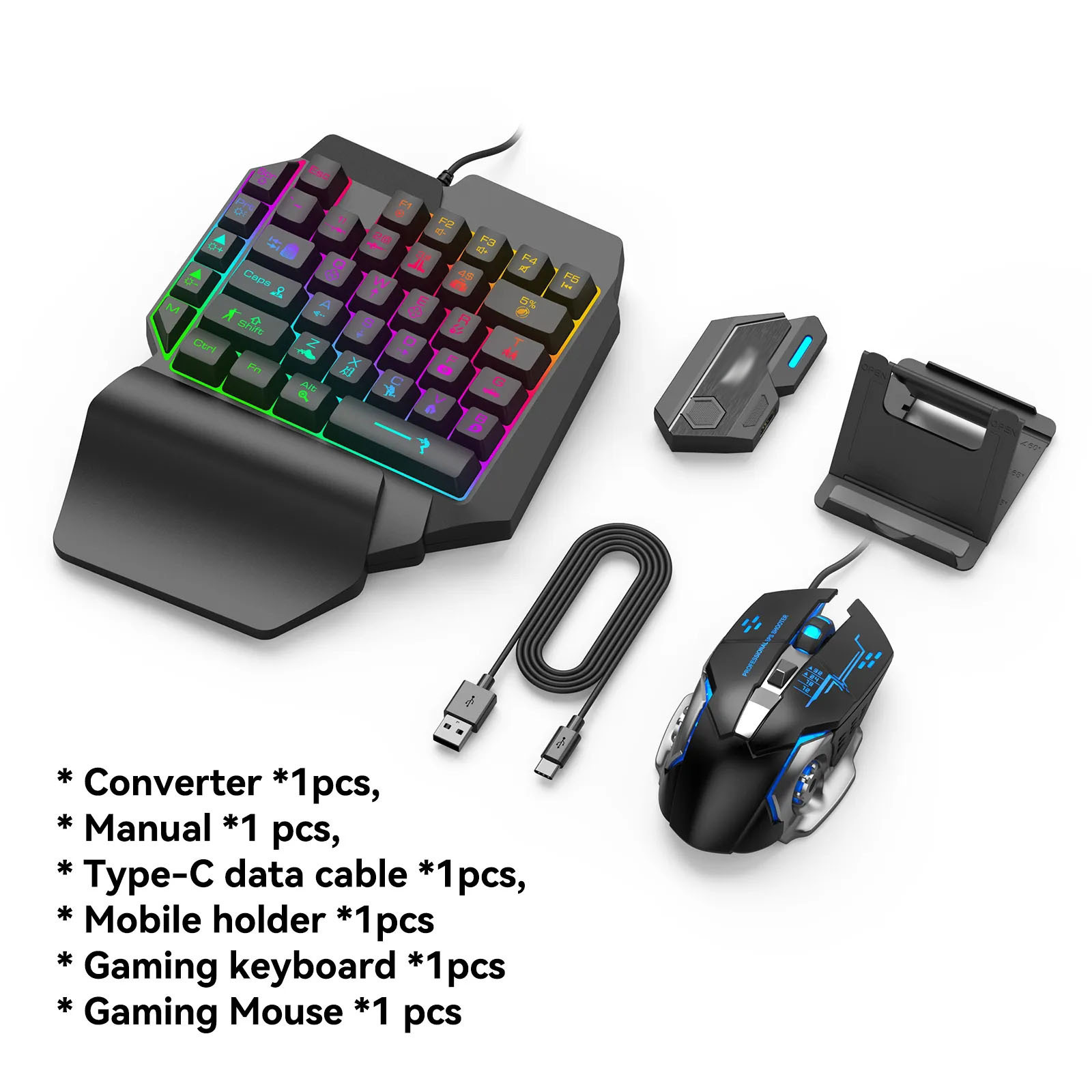 Mix Elite 4 in 1 Mouse Keyboard Converter Combo Pack Game Accessories Gaming Faster Reaction for Android IOS Mobile PUBG Games