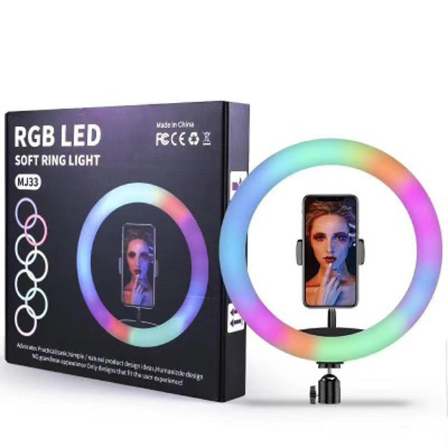 20CM 26CM 33CM desktop colorful LED RGB Selfie Ring Light fill lamp with phone holders for Photography