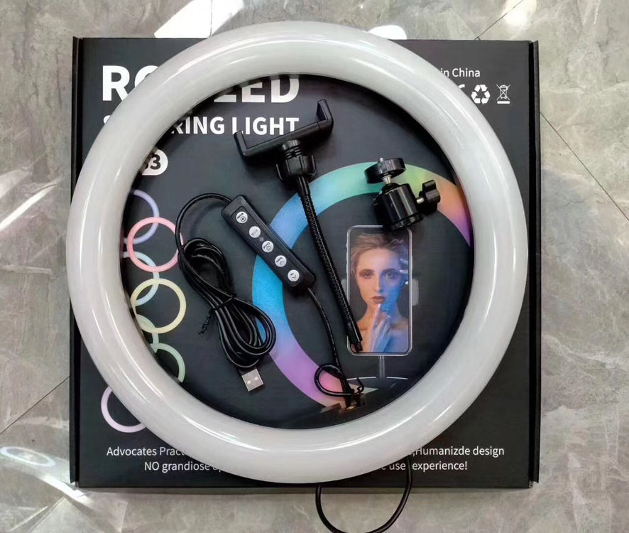 20CM 26CM 33CM desktop colorful LED RGB Selfie Ring Light fill lamp with phone holders for Photography