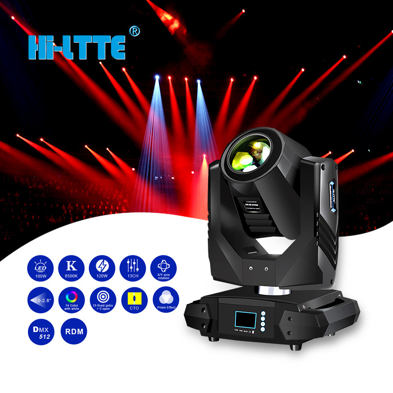 High Brightness 100 Watt Gobo Stage Light Dmx  Beam Led Moving Head Light For Dj Disc