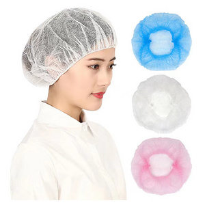 Non Woven Fabric Disposable Round Blue Single Elastic Strip Bouffant Clip Cap