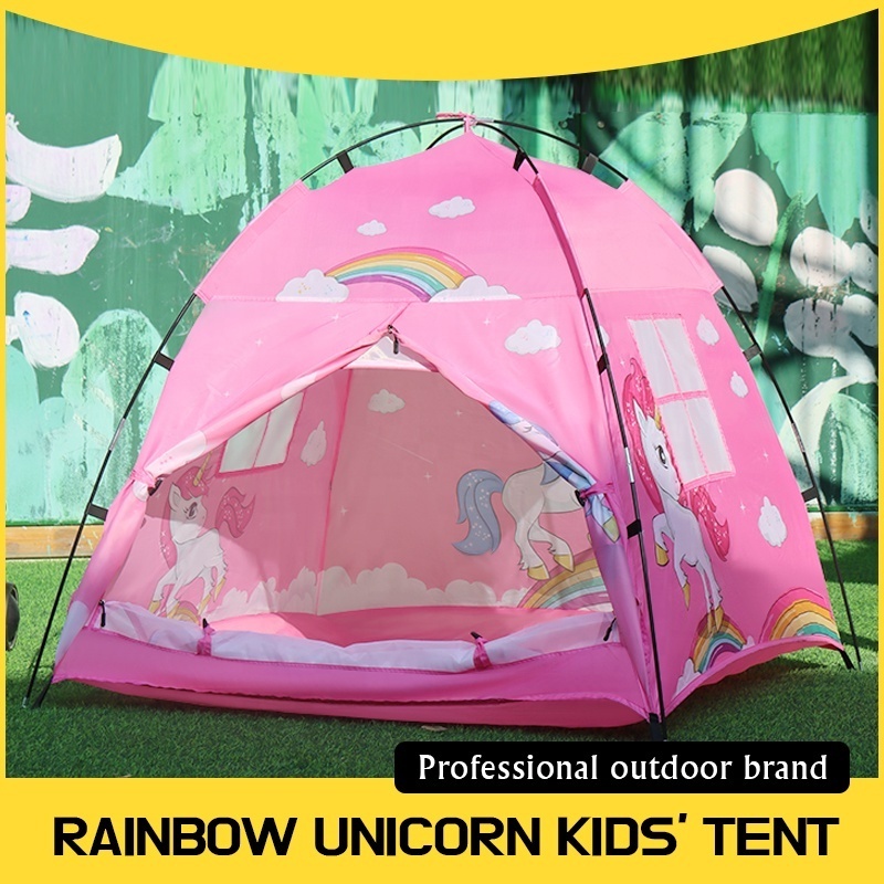 OEM Rainbow Pink Unicorn Toy Kids Tent for Indoors and Outdoors