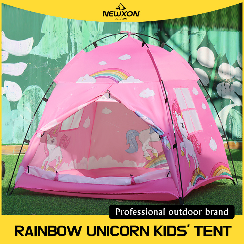 Rainbow Pink Unicorn Toy Kids Tent for Indoors and Outdoors