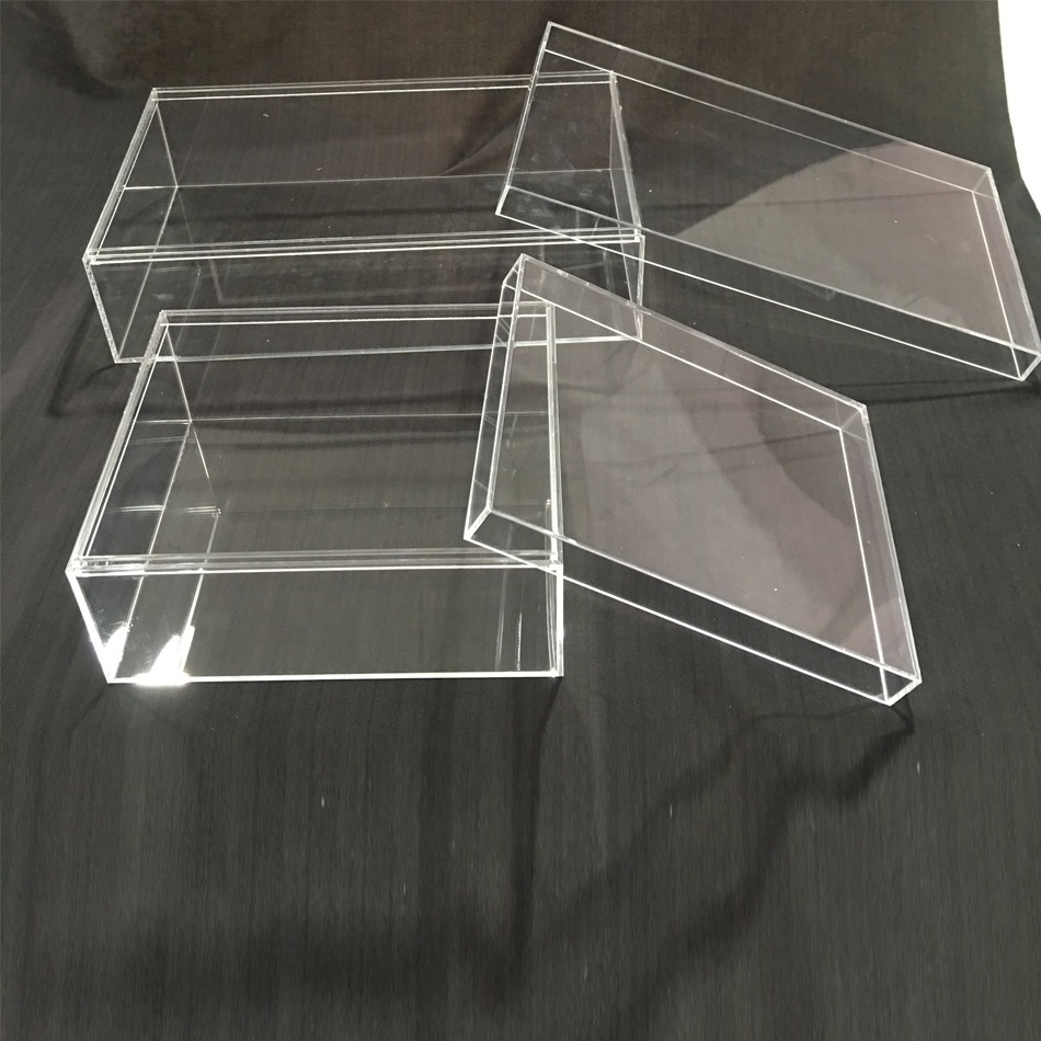 Factory customized size clear acrylic display storage box with hinged lid