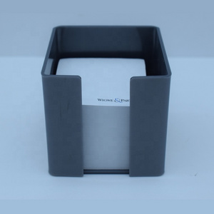 2023 fashion customize hot sale square shape shape counter top grey acrylic memo paper holder with logo print