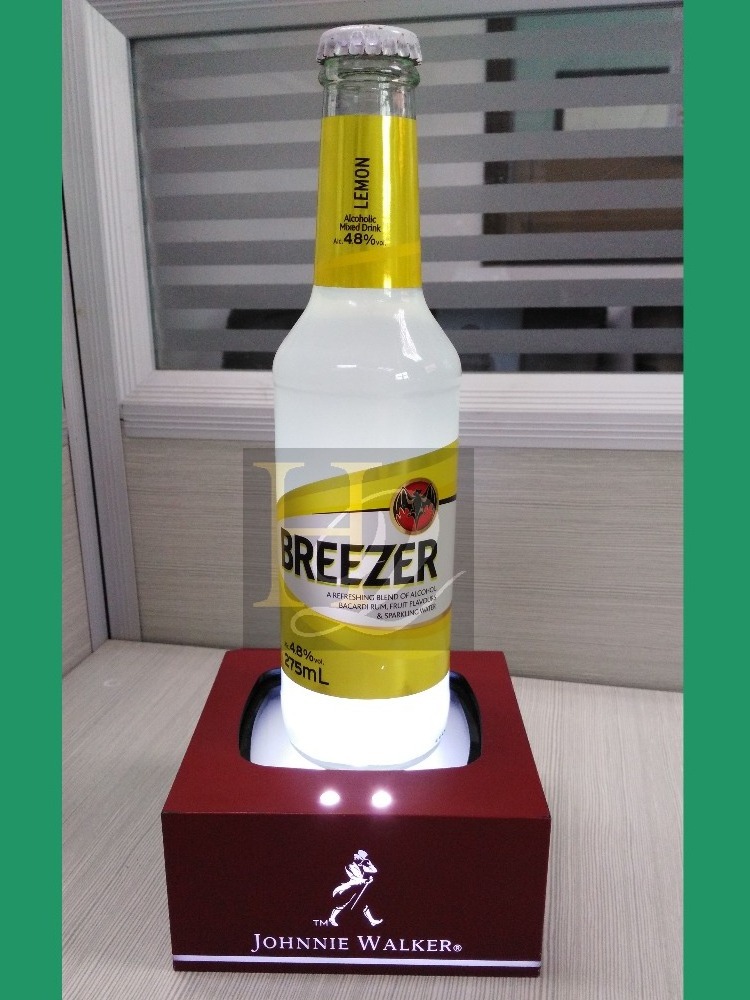 Acrylic led single wine beer display stand/ liquor bottle glorifier display