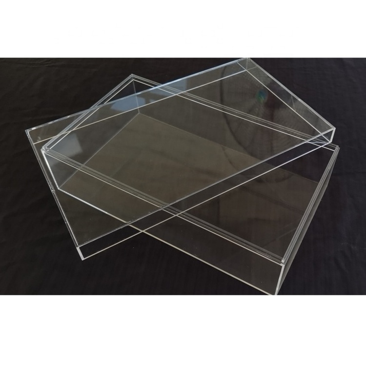 Factory customized size clear acrylic display storage box with hinged lid