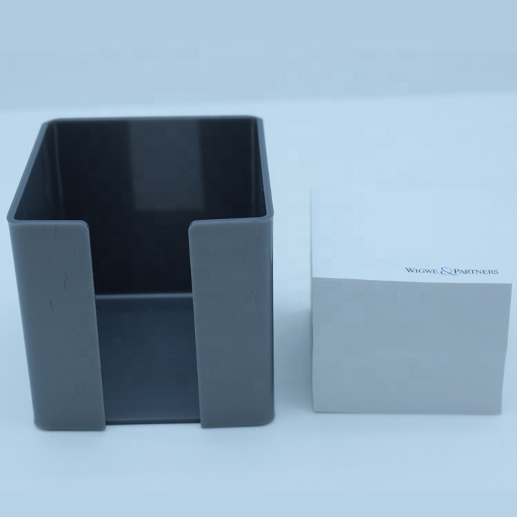 2023 fashion customize hot sale square shape shape counter top grey acrylic memo paper holder with logo print