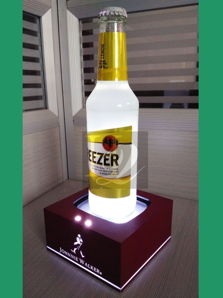 Acrylic led single wine beer display stand/ liquor bottle glorifier display