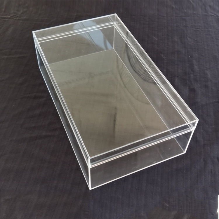 Factory customized size clear acrylic display storage box with hinged lid