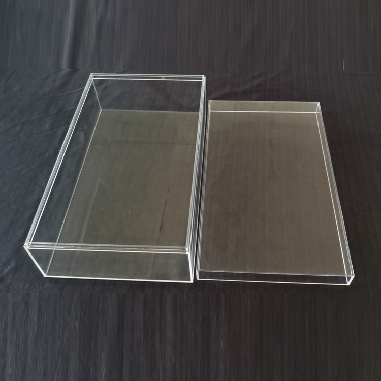 Factory customized size clear acrylic display storage box with hinged lid