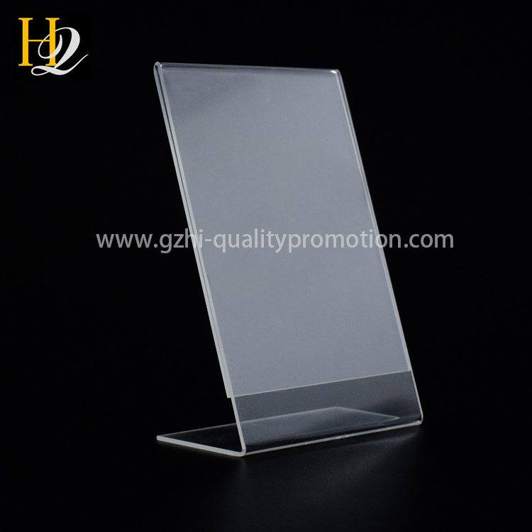 L Shape  Clear Acrylic 8.5X 11inches Single Slant Back Design Sign Holder Acrylic Menu Holder