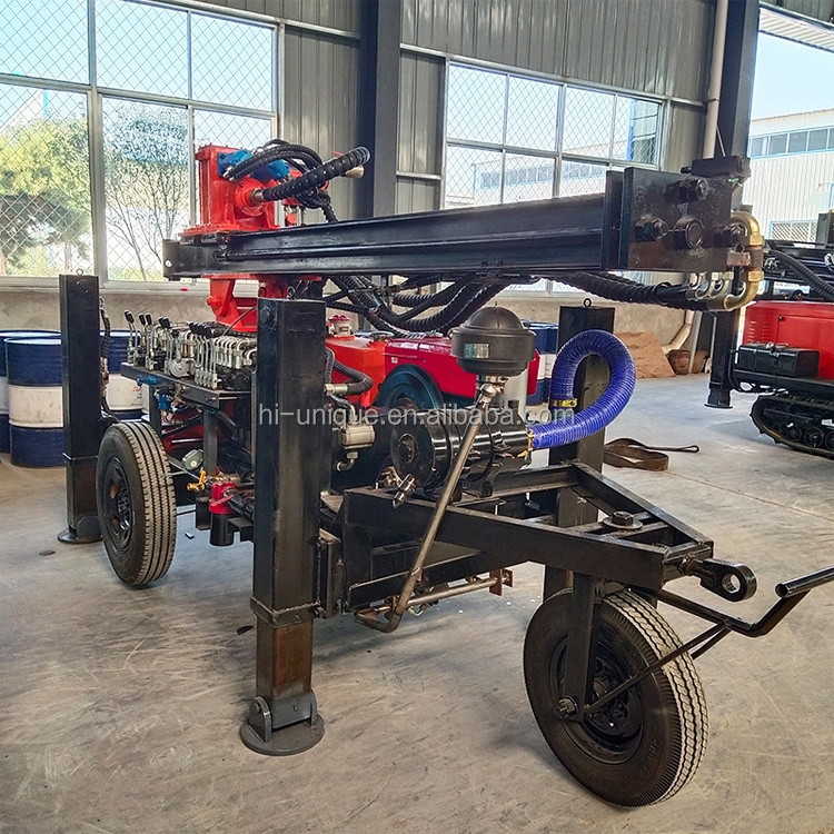 mobile 200m wheel trailer type soil testing water well rotary drilling rig for sale