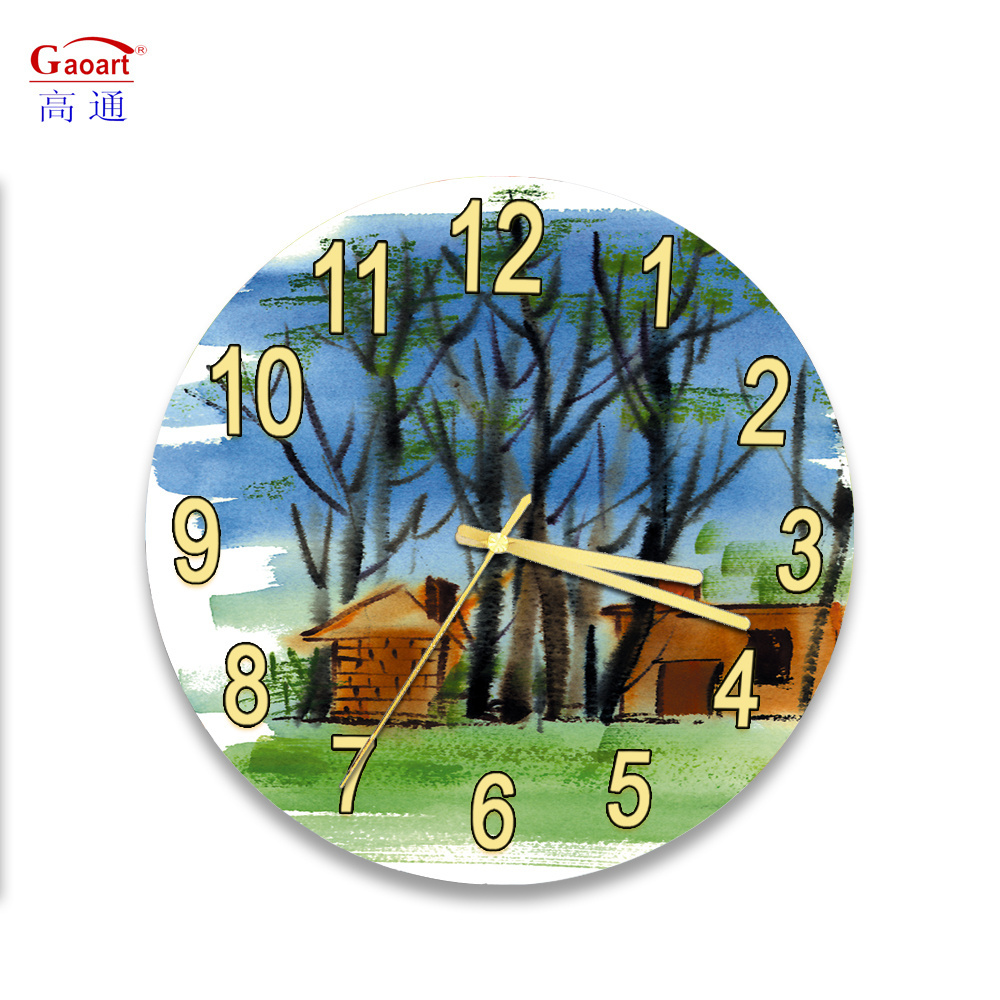 High Quality Glass Mantel Sublimation Pendant Face Modern Wall Decorative Custom Home Bedroom Decoration Living Room Clock