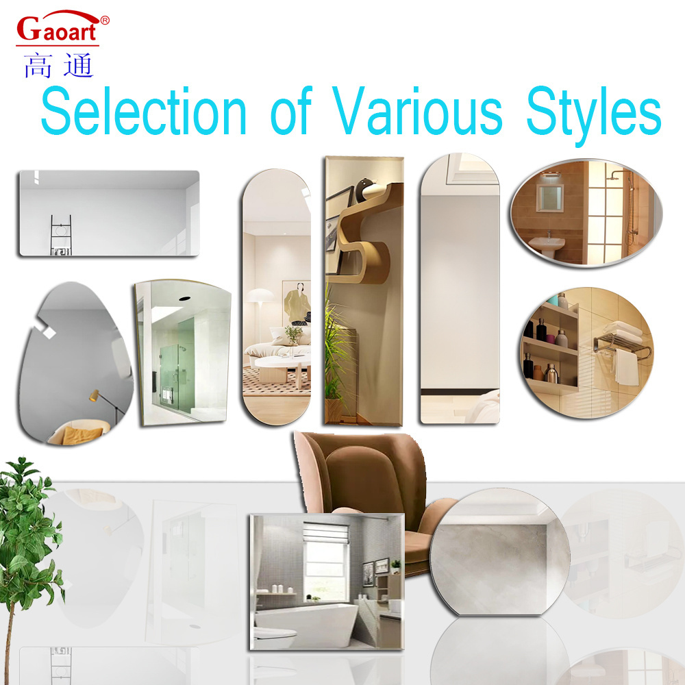 Hot Selling Wholesale Full Length Silver Shaving Metal Hotel Bathroom Home Decor Bevel Beveled Glass Sticker Mirror