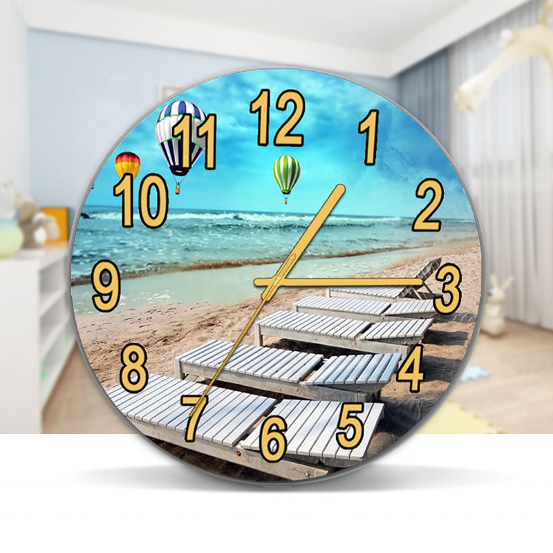 Factory Price Bathroom Large Home Decor Big Bedroom Glass Time Sublimation Hanging Wall Living Room Clock