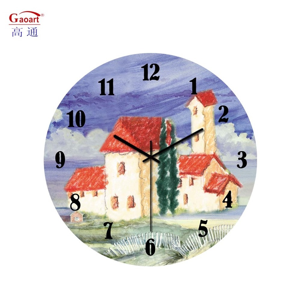 Factory Price Bathroom Large Home Decor Big Bedroom Glass Time Sublimation Hanging Wall Living Room Clock