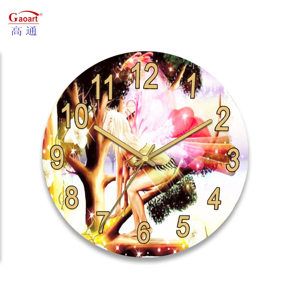 Factory Price Bathroom Large Home Decor Big Bedroom Glass Time Sublimation Hanging Wall Living Room Clock