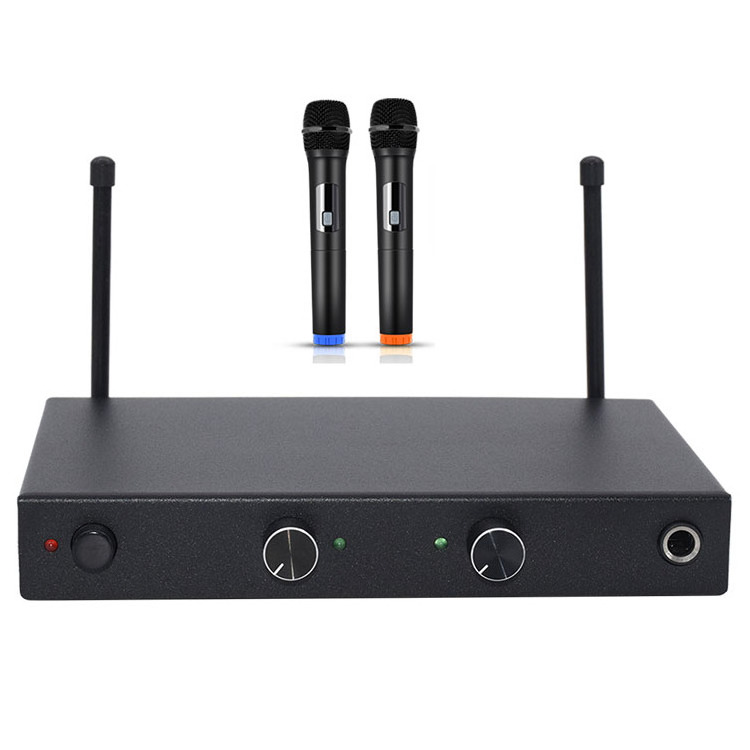 UHF  Dual Channel Wireless Microphone System for Home Karaoke, Meeting, Party, Church, DJ