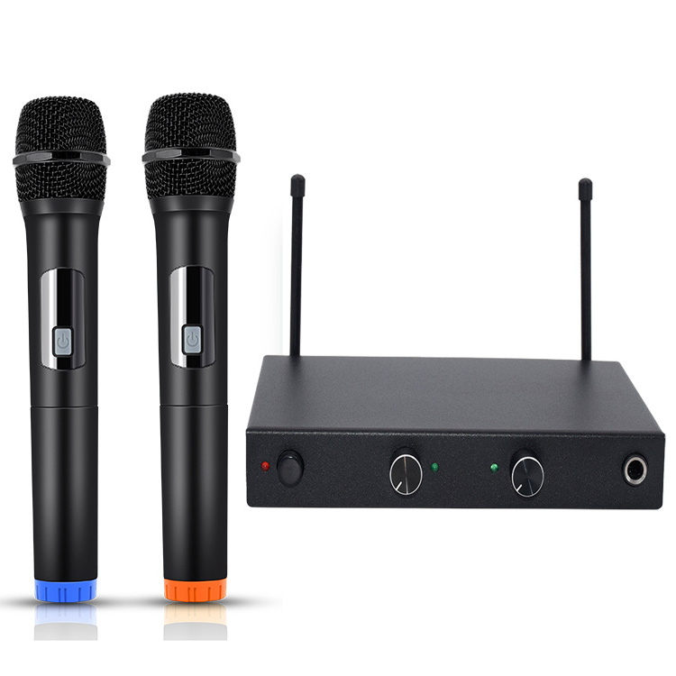 UHF  Dual Channel Wireless Microphone System for Home Karaoke, Meeting, Party, Church, DJ