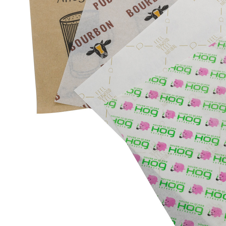 Custom printing food grade biodegradable greaseproof 38-90g butter wrapping paper for packaging