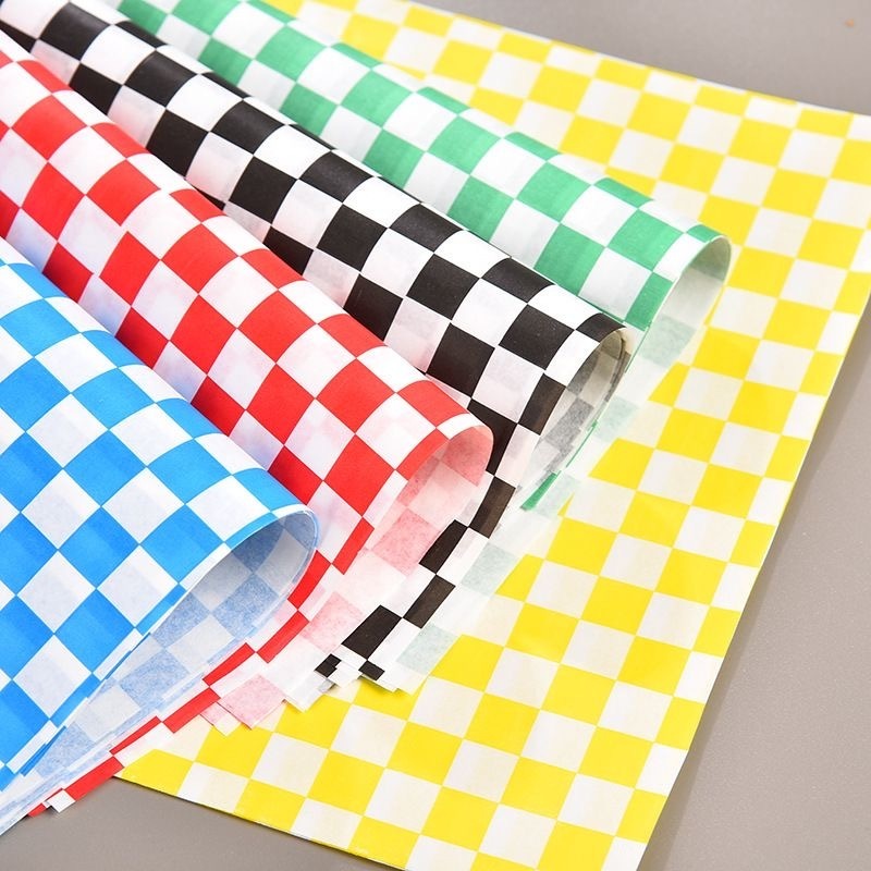 Custom 200 Sheets Black and White Checkered plain Dry Waxed Deli Paper Sheets for Wrapping Bread and Sandwich