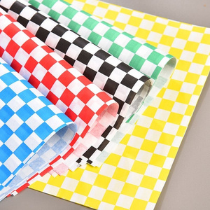 Custom 200 Sheets Black and White Checkered plain Dry Waxed Deli Paper Sheets for Wrapping Bread and Sandwich