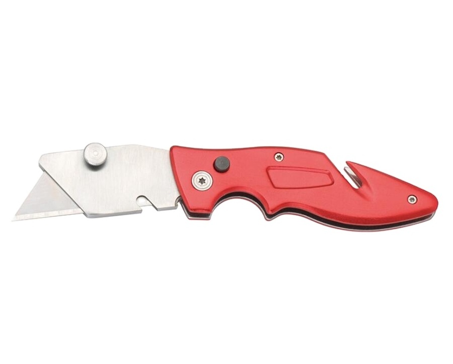 Press and Flip Utility Knife with Belt Clip and Onboard Wire Stripping