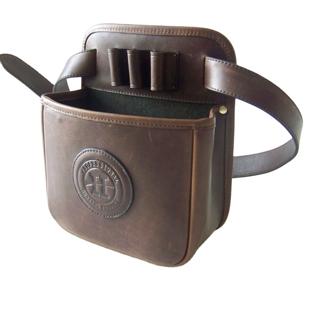 Top grain genuine leather cartridge waist bag ammo bag pack