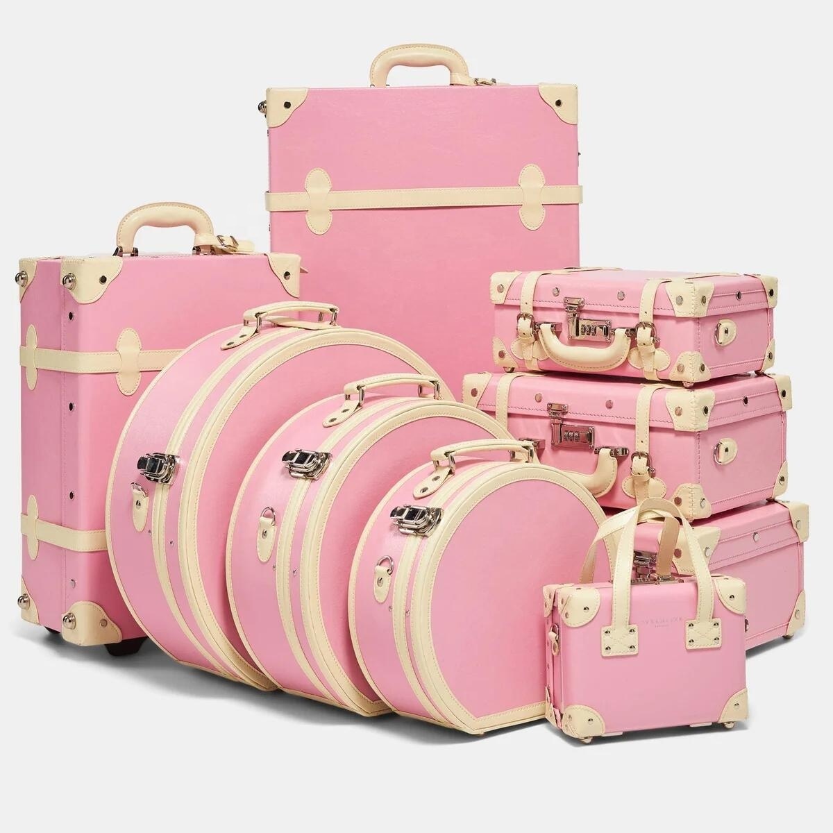 Women's Pink Luggage Sets PU Suitcase Sets Lovely Barbie Pink Travel Set for Air Standard Use Fashion Women Collection