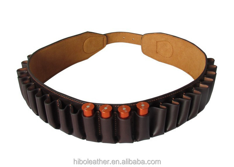 Brown Genuine Leather Hunting 12GA Cartridge Gun Belt