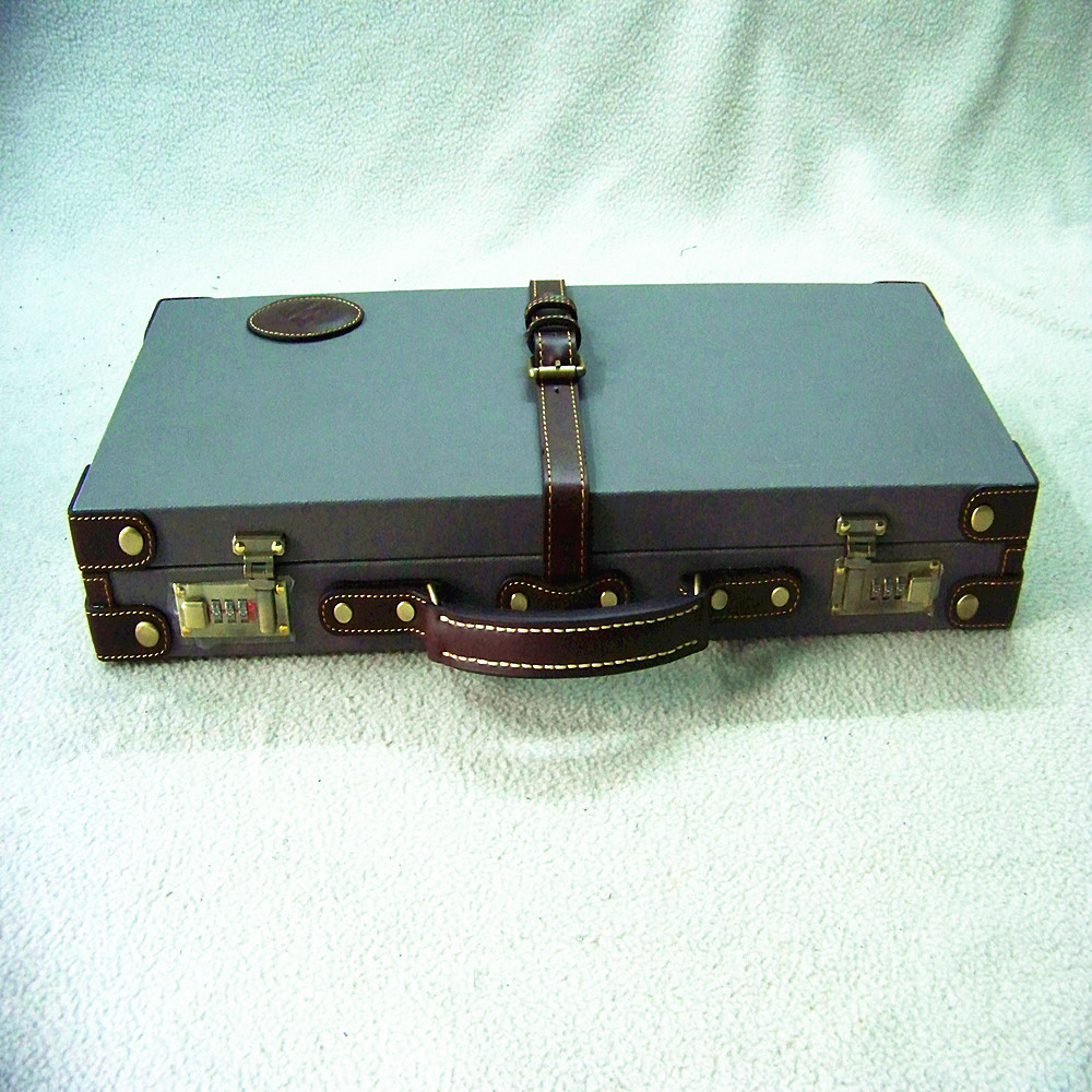 Wooden Leather poker chip case trolley case/gambling case