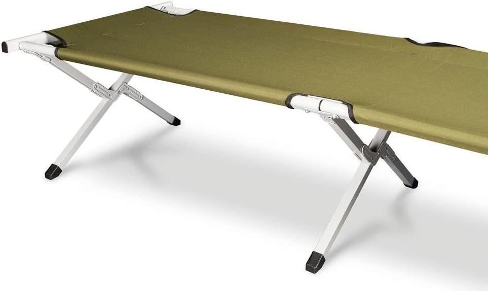 Ultimate Extra Strong Military Style Folding Camp Cots Camping Cot with Side Storage Bag System and Mini Pillow