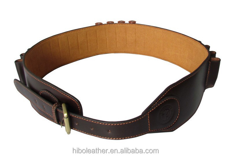 Brown Genuine Leather Hunting 12GA Cartridge Gun Belt