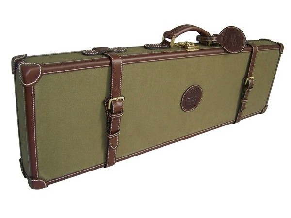 HIBO custom Canvas and leather wooden hard gun display case with lock