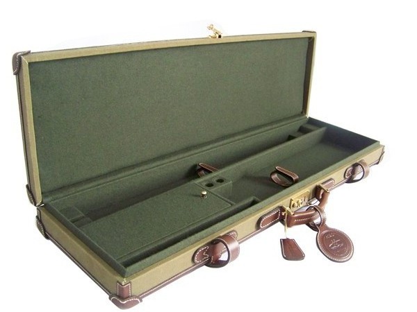 HIBO custom Canvas and leather wooden hard gun display case with lock