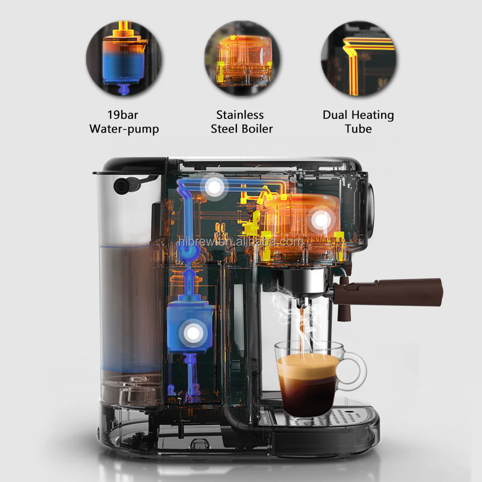 HiBREW 20 bar  Coffee Brewing Machine  Commercial Smart Espresso Machine Coffee Makers With Milk Frother Wand