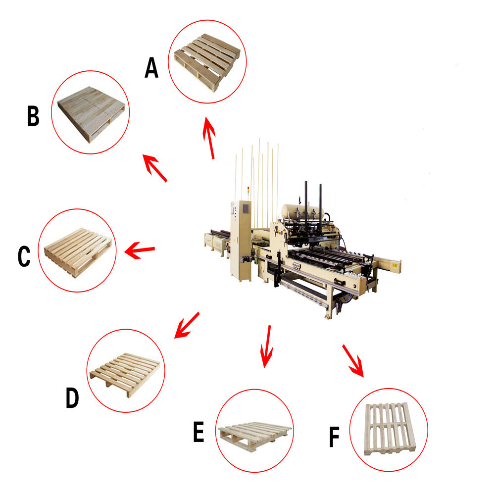 Automatic wooden pallet production line for making stringer wood pallet