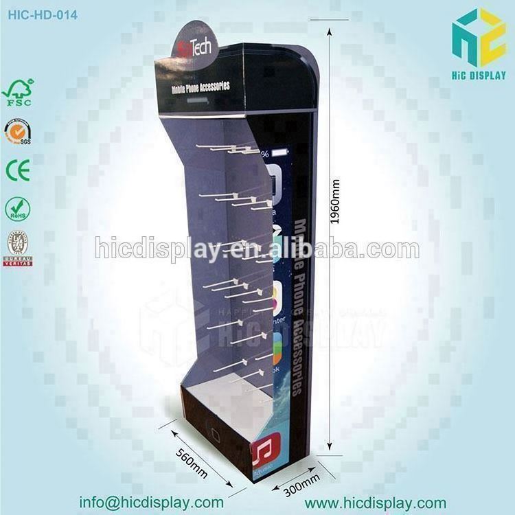 Cardboard Hook Display Stand For Cell Phone Accessory peg display