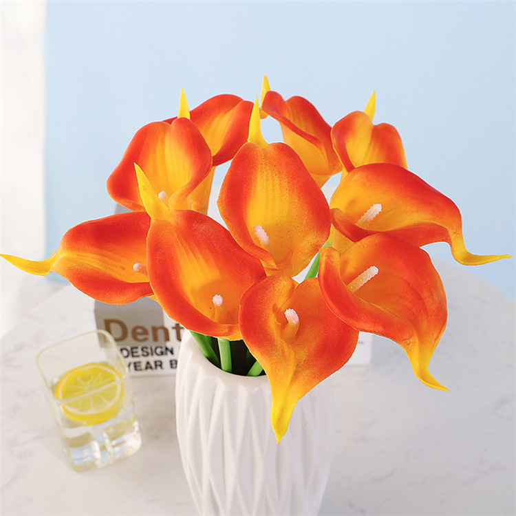 High Quality Decorative Real Touch White Wedding Party Home Decoration Pu Artificial Flowers Calla Lily