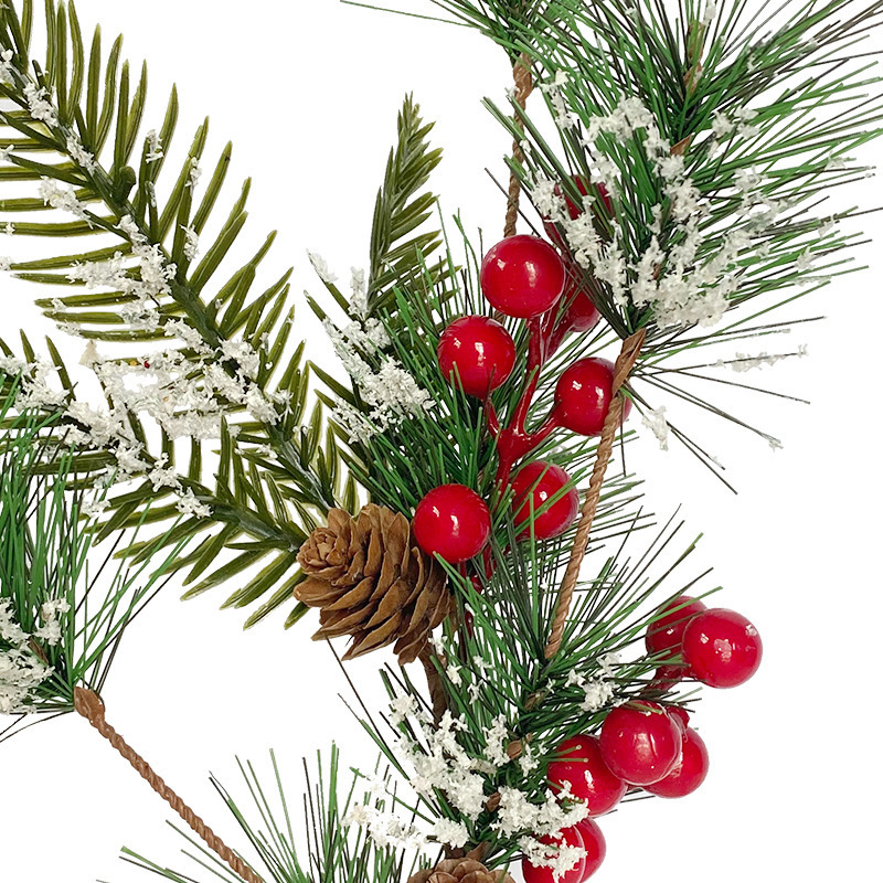 Hot Sale Red Evergreen Berries Artificial Pine Cones Branch For Christmas Craft Artificial Red Berry Stems