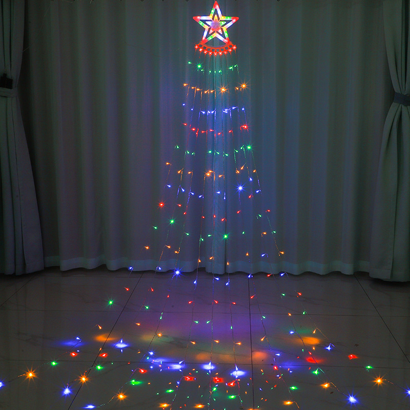 Christmas Decorations Waterfall Led String Lights Outdoor Courtyard Festival Solar Star Fairy Water Flow String Light