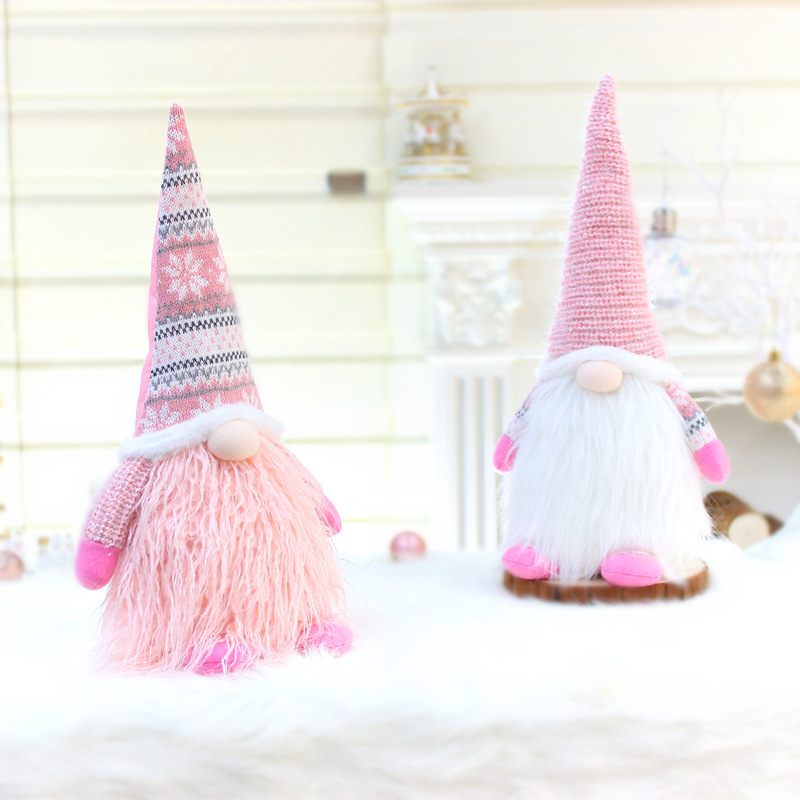 2024 Christmas/ Valentines Day Plush Gnomes Pink And White Dolls Standing Xmas Tree Socks Dwarf Faceless Doll Window Decoration