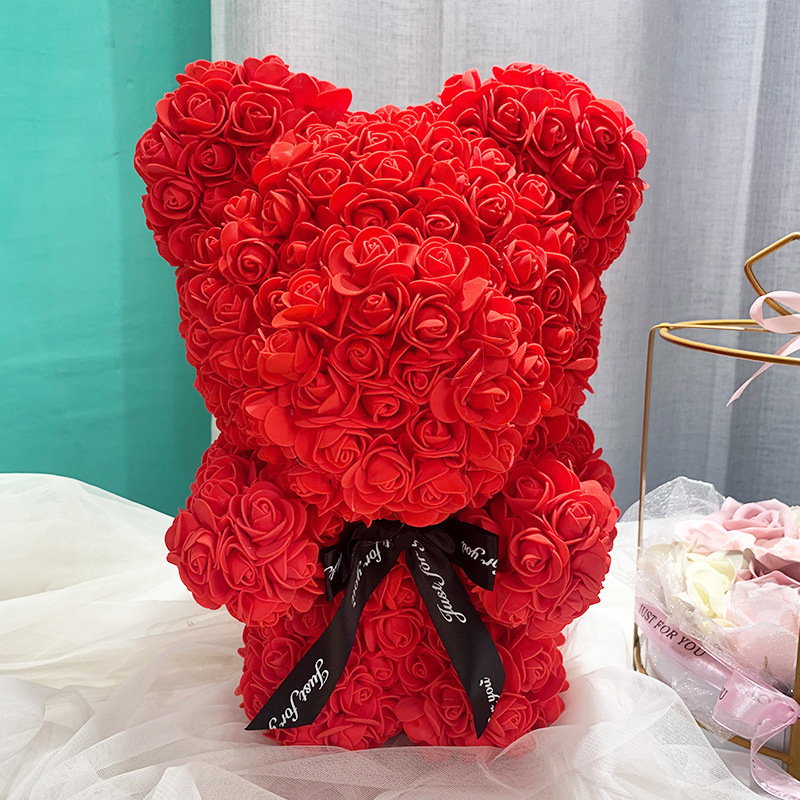 Customize Handmade Foam Rose Flower Teddy Bear For Birthday Valentines Mother's Day Gifts