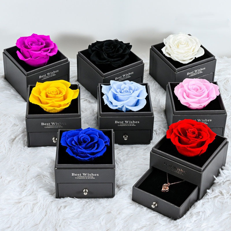 Hot Selling Yunnan Flower Eternal Rose Jewelry Gift Box Preserved Rose