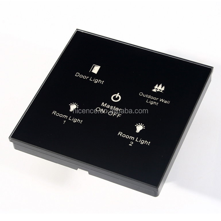 Hotel Crystal Touch Screen Operation Lighting Control Switch RS485 Panel for 1-8 gang